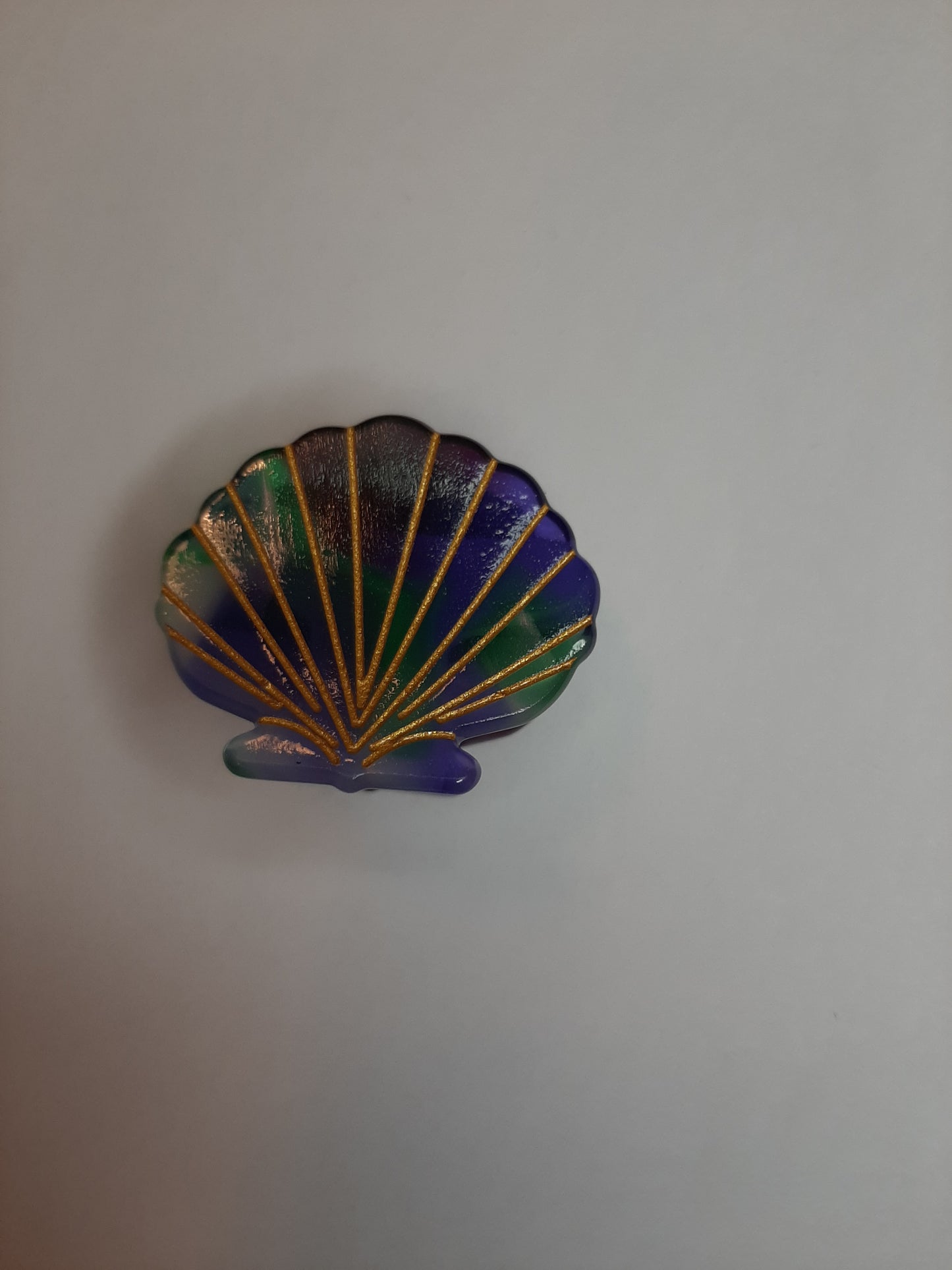 Schelp clip paars/groen tint