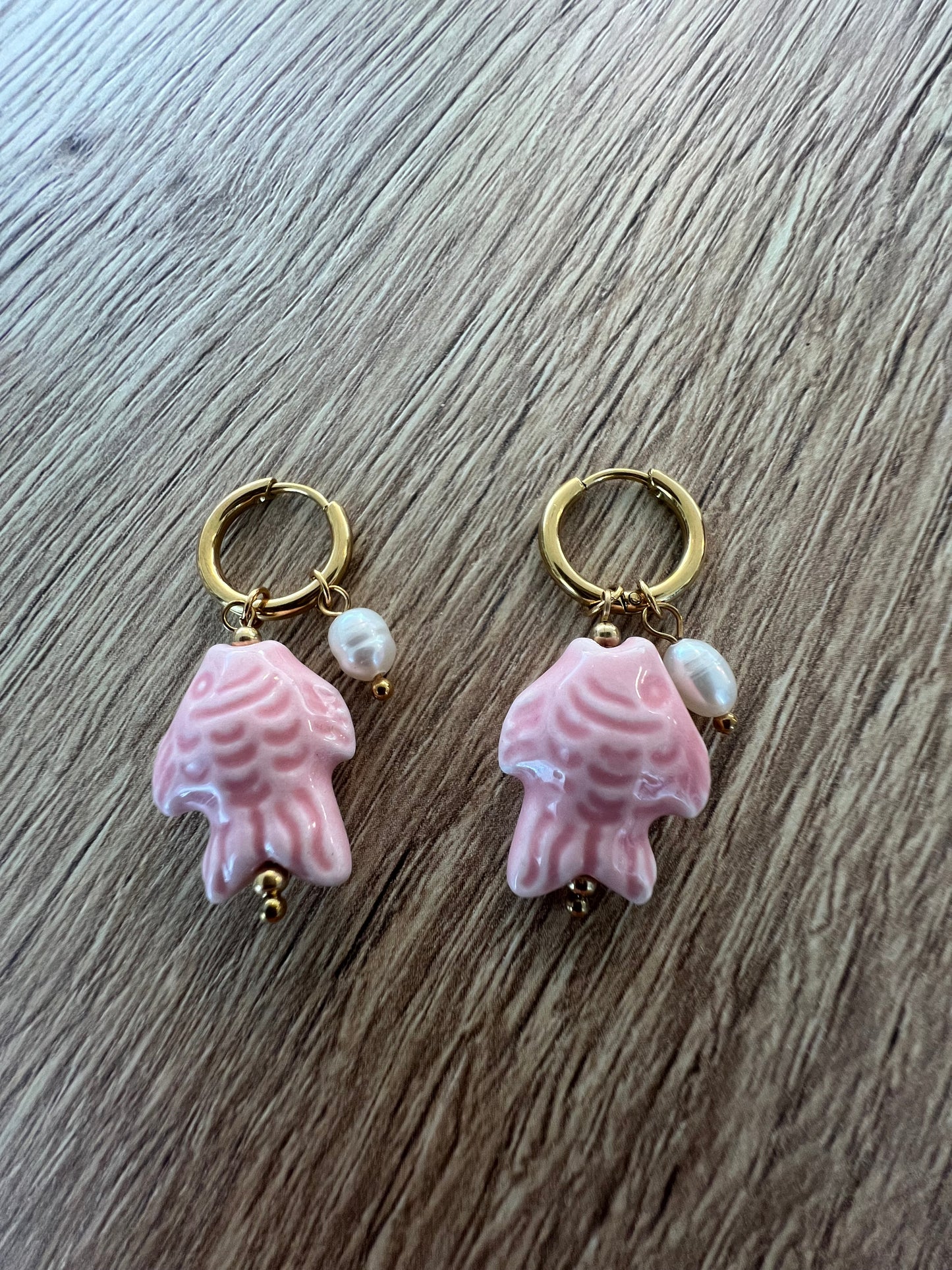 Visjes oorbellen roze