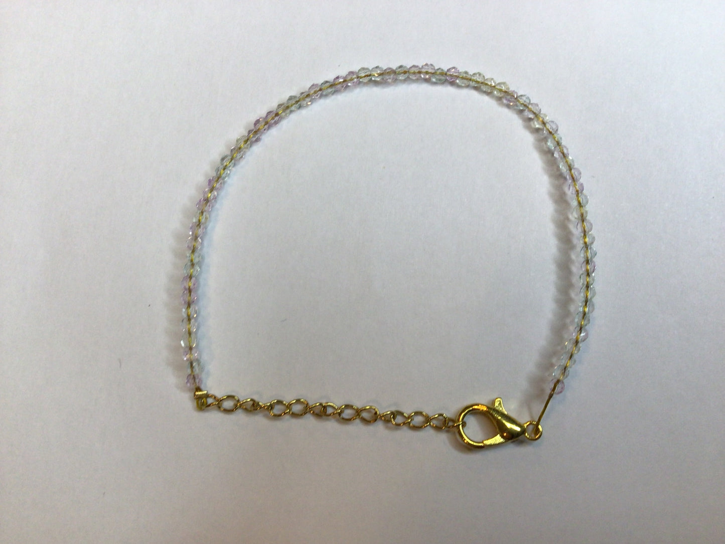 Rvs glaskralen armband doorzichtig met kleur