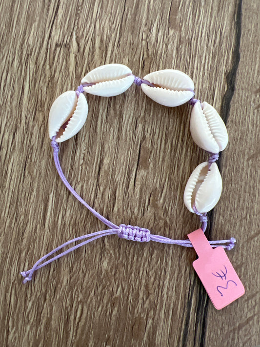 Schelpen armband paars