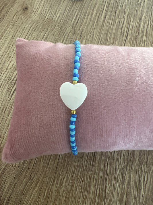 Blauwe hart armband